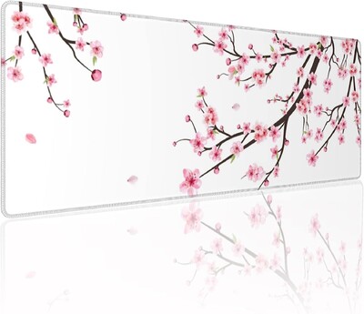 Gaming Mouse Pad Cherry Pink asztali billentyűzethez Laptop csúszásmentes gumitalpú XXL egérpad varrott élekkel 31,5 x 11,8 hüvelyk