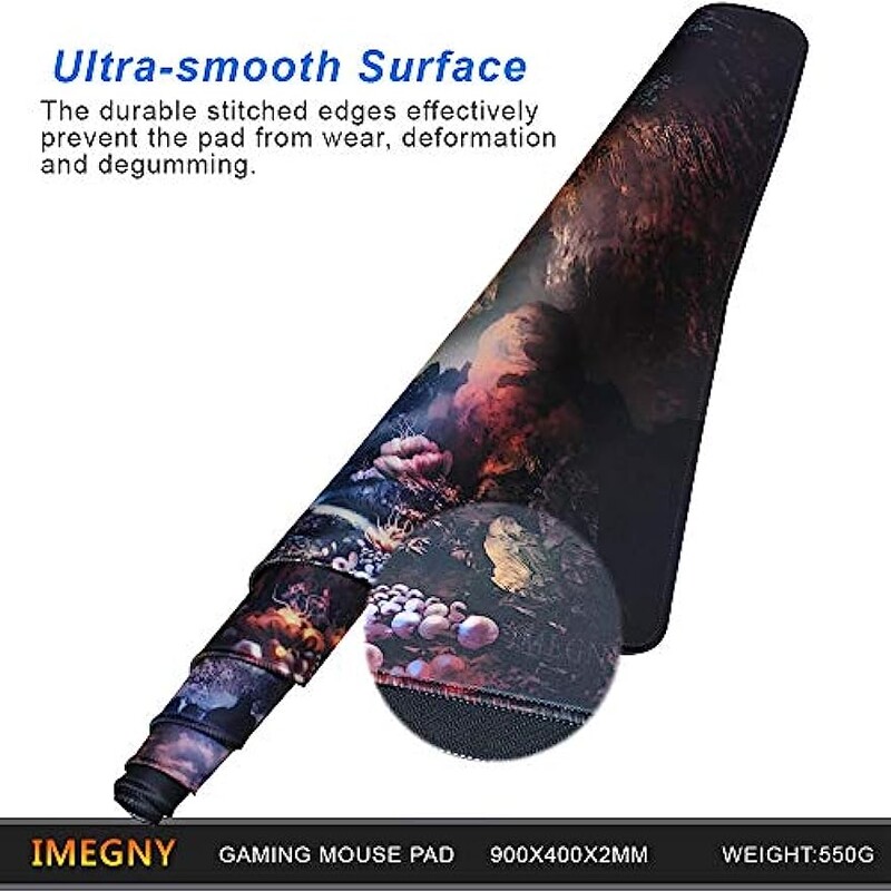 Tampă de mouse extinsă pentru gaming Covoraș portabil pentru mouse cu tastatură cu margini cusute Tampă de mouse cu bază anti-alunecare din cauciuc 35,4"x15,7 inchi