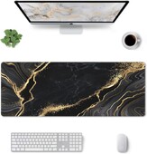 Arany fekete szürke márvány játék egérpad 31,5 × 11,8 hüvelykes, csúszásmentes gumitalpú laptop asztali számítógépes egéralátét Otthoni iroda