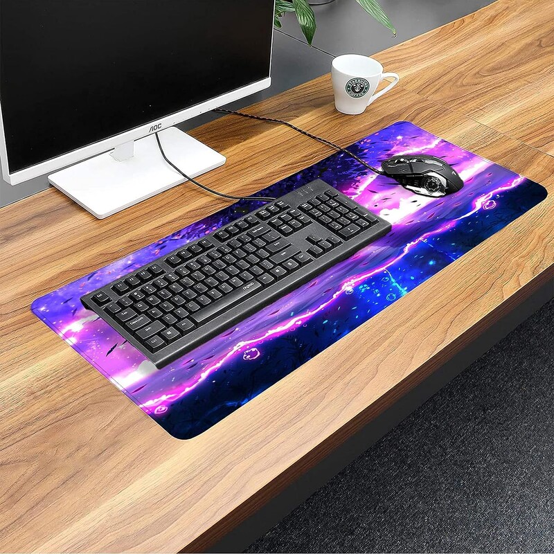 Mouse Pad Gaming XXL Fantasy Tree Purple Anime Mouse Mat Antiderapant Tastatură mare pentru computer cu margini cusute 30x80cm