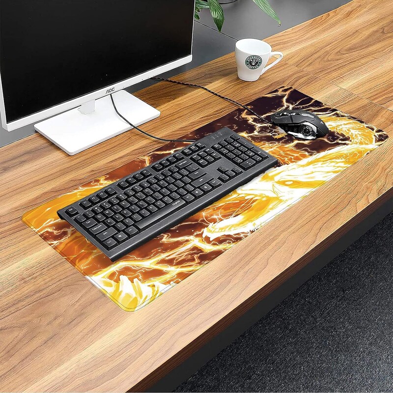 Cool Golden Dragon Mousepad mare cu covoraș de birou din cauciuc antiderapant cu margini cusute pentru acasă, cadouri, birou, lucru 800x300mm