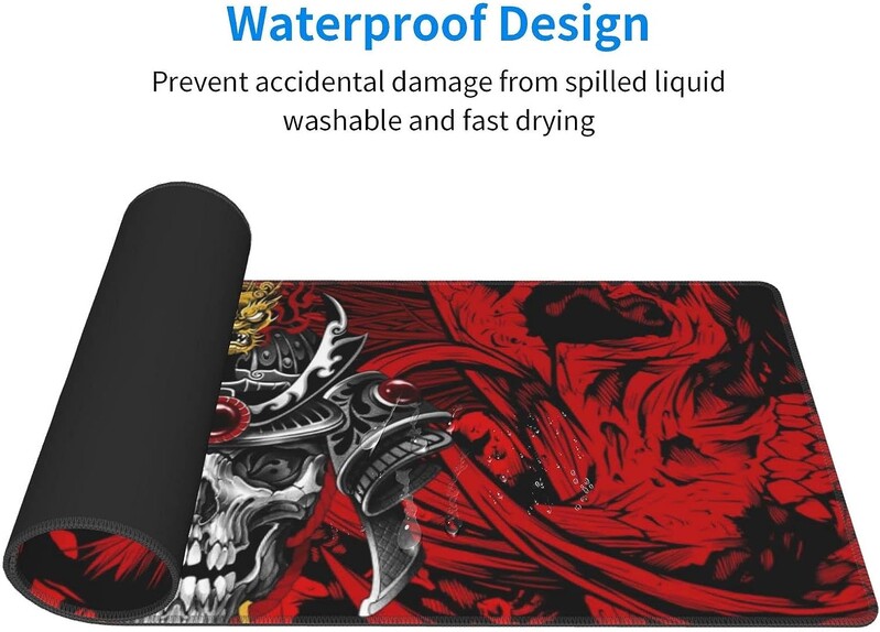 Red Darkness Japanese Samurai Gaming Mouse Pad XXL Mousepad cu margini cusute din cauciuc anti-alunecare 31,5 X 12 inchi pentru munca de birou
