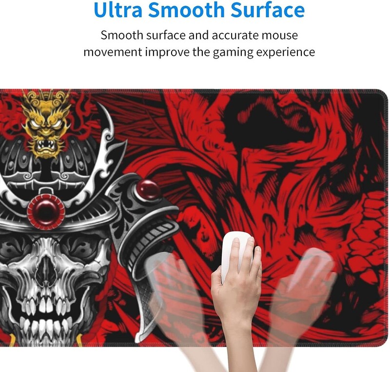Red Darkness Japanese Samurai Gaming Mouse Pad XXL Mousepad cu margini cusute din cauciuc anti-alunecare 31,5 X 12 inchi pentru munca de birou