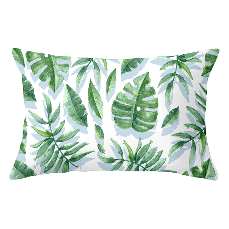 Față de pernă lombară cu plante tropicale proaspete pictate manual husă de pernă pentru pui de somn sufragerie model cameră pernă de canapea protector pentru talie