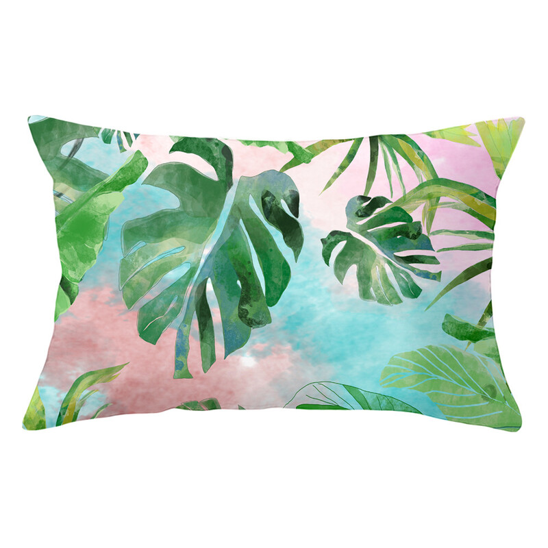 Față de pernă lombară cu plante tropicale proaspete pictate manual husă de pernă pentru pui de somn sufragerie model cameră pernă de canapea protector pentru talie