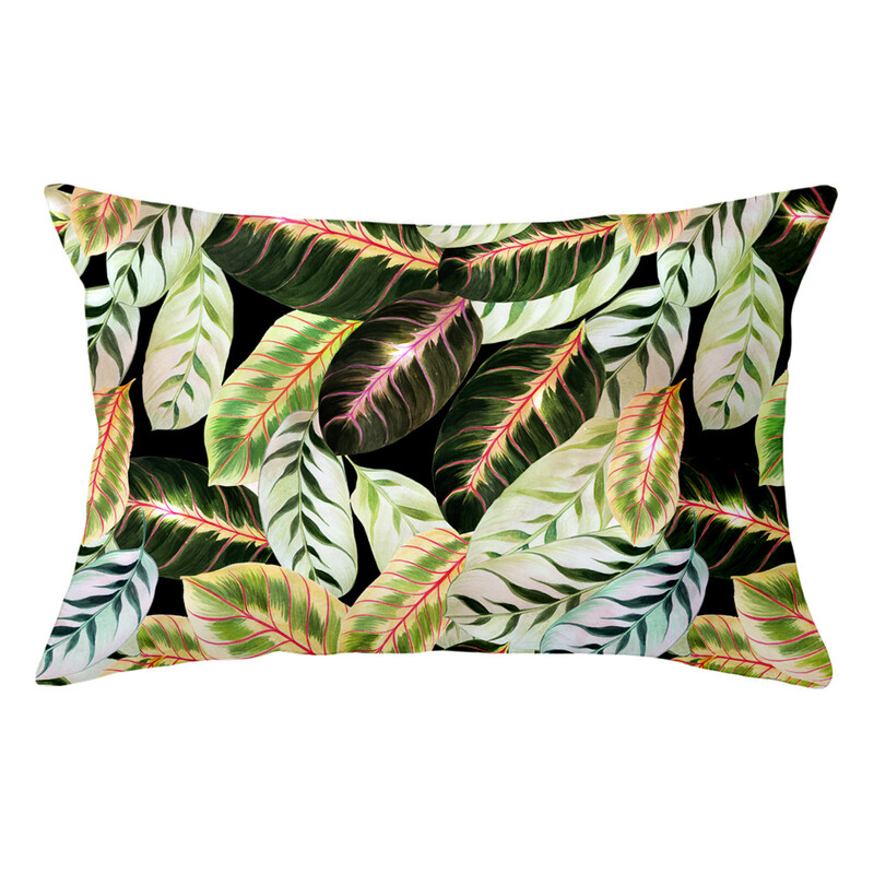 Față de pernă lombară cu plante tropicale proaspete pictate manual husă de pernă pentru pui de somn sufragerie model cameră pernă de canapea protector pentru talie