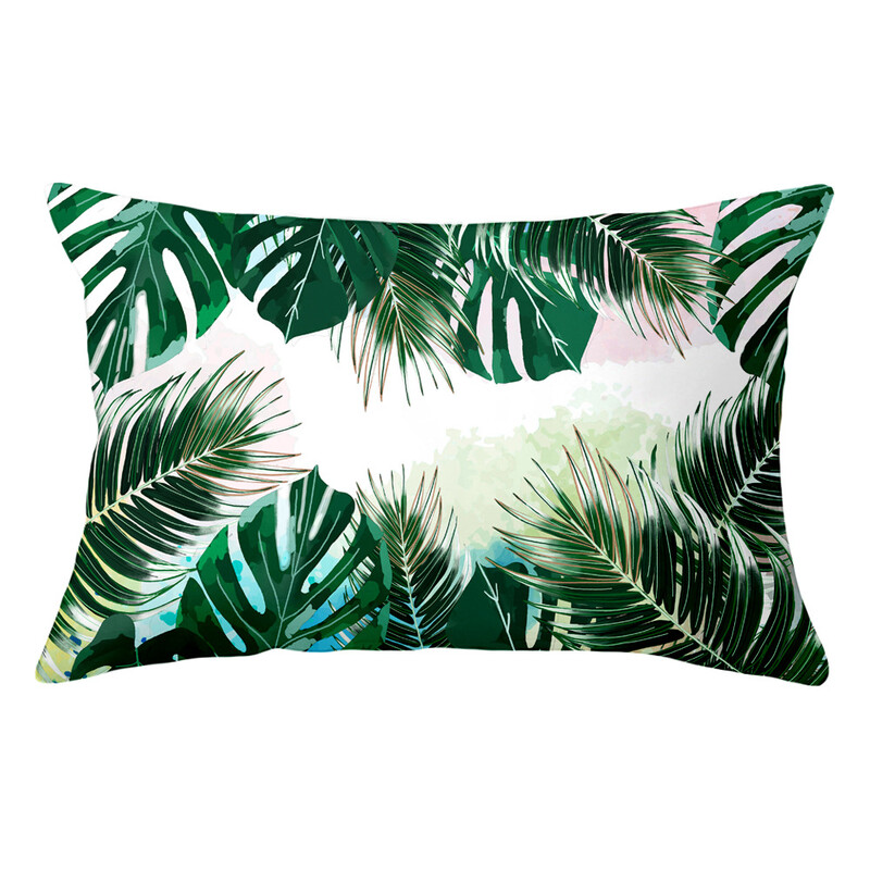 Față de pernă lombară cu plante tropicale proaspete pictate manual husă de pernă pentru pui de somn sufragerie model cameră pernă de canapea protector pentru talie
