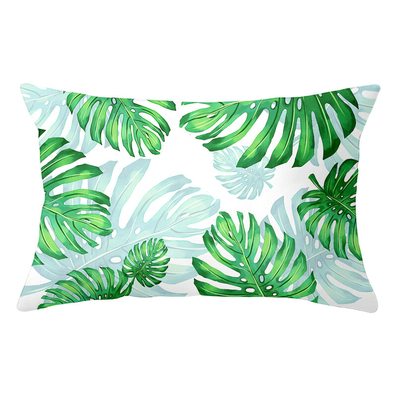 Față de pernă lombară cu plante tropicale proaspete pictate manual husă de pernă pentru pui de somn sufragerie model cameră pernă de canapea protector pentru talie