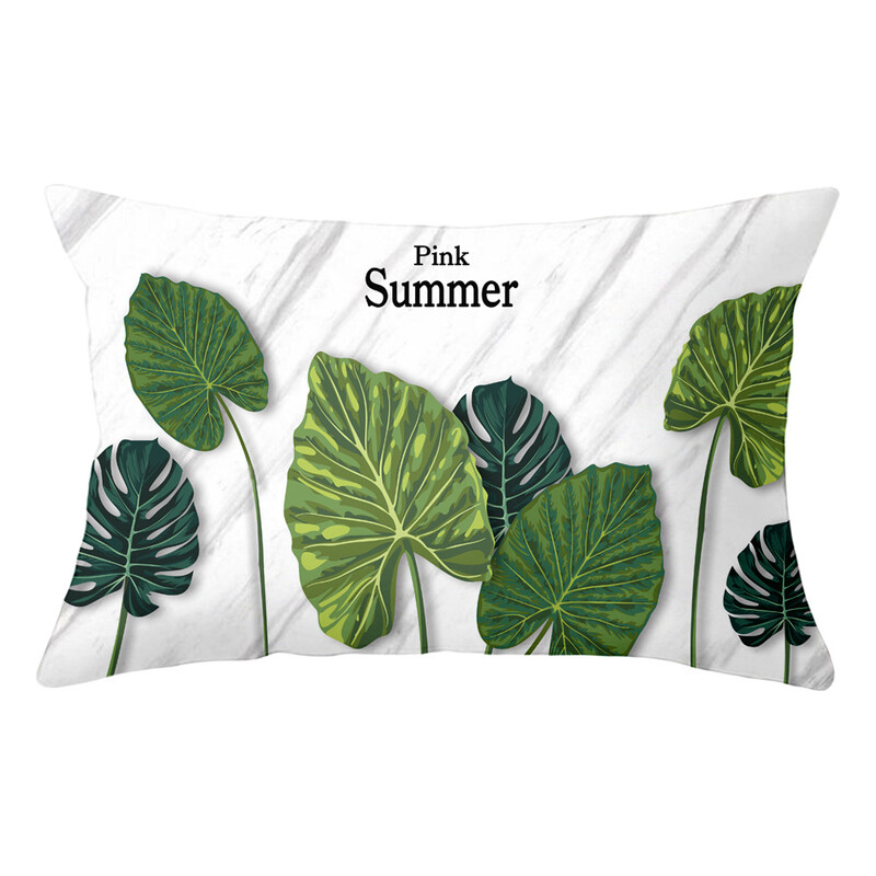 Față de pernă lombară cu plante tropicale proaspete pictate manual husă de pernă pentru pui de somn sufragerie model cameră pernă de canapea protector pentru talie