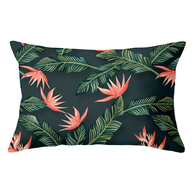 Față de pernă lombară cu plante tropicale proaspete pictate manual husă de pernă pentru pui de somn sufragerie model cameră pernă de canapea protector pentru talie