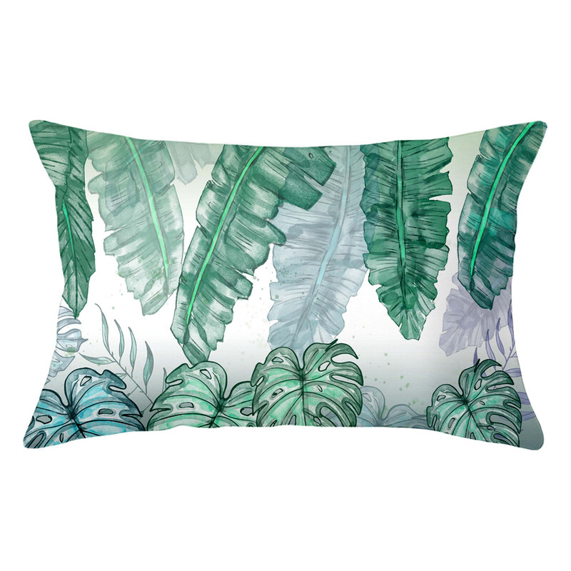 Față de pernă lombară cu plante tropicale proaspete pictate manual husă de pernă pentru pui de somn sufragerie model cameră pernă de canapea protector pentru talie