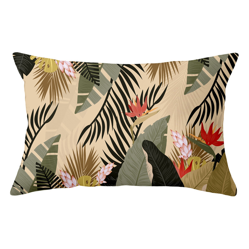 Față de pernă lombară cu plante tropicale proaspete pictate manual husă de pernă pentru pui de somn sufragerie model cameră pernă de canapea protector pentru talie