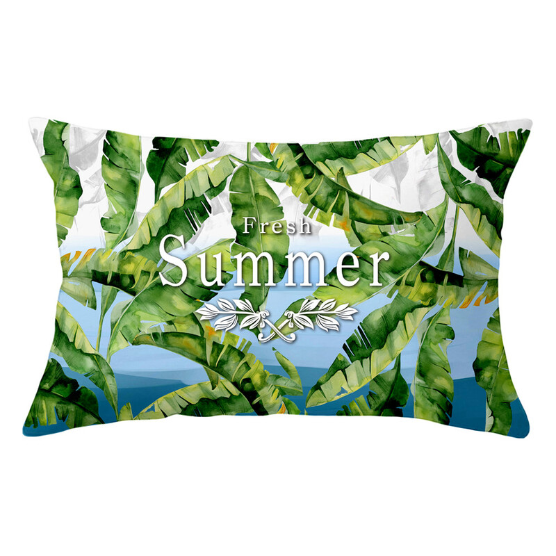 Față de pernă lombară cu plante tropicale proaspete pictate manual husă de pernă pentru pui de somn sufragerie model cameră pernă de canapea protector pentru talie