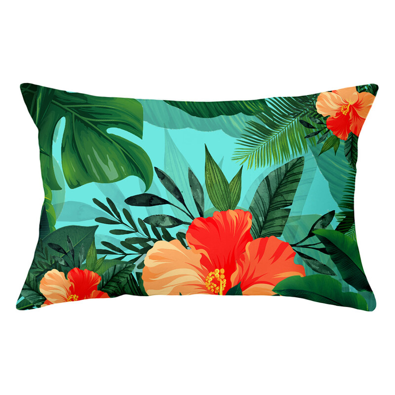 Față de pernă lombară cu plante tropicale proaspete pictate manual husă de pernă pentru pui de somn sufragerie model cameră pernă de canapea protector pentru talie