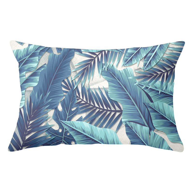 Față de pernă lombară cu plante tropicale proaspete pictate manual husă de pernă pentru pui de somn sufragerie model cameră pernă de canapea protector pentru talie