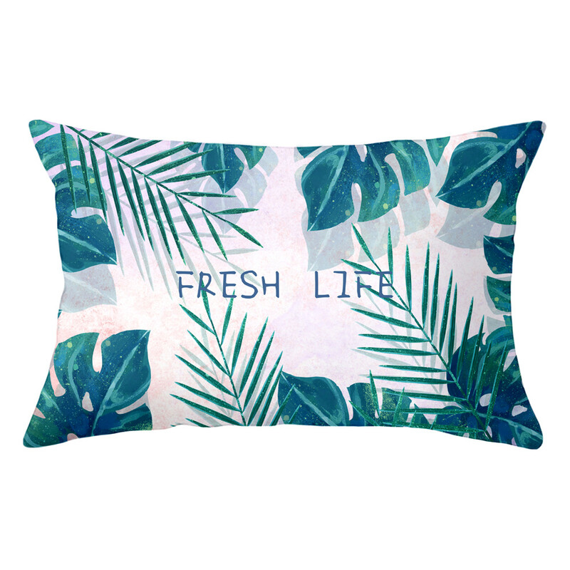 Față de pernă lombară cu plante tropicale proaspete pictate manual husă de pernă pentru pui de somn sufragerie model cameră pernă de canapea protector pentru talie