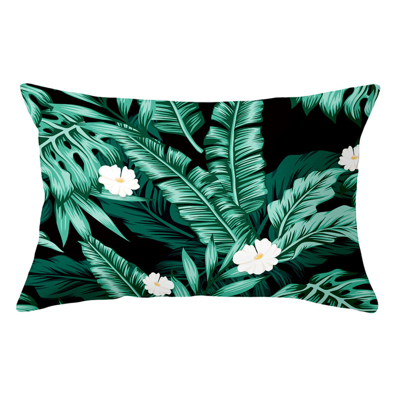 Față de pernă lombară cu plante tropicale proaspete pictate manual husă de pernă pentru pui de somn sufragerie model cameră pernă de canapea protector pentru talie