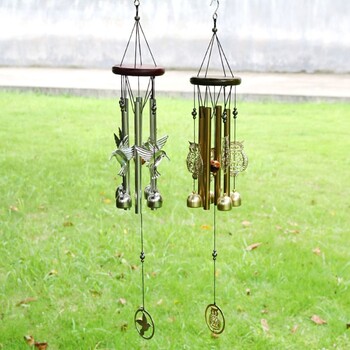 DIY Wind Chimes Υπαίθρια κουκουβάγια Κολίμπρι Κρεμαστό Στολίδι σπιτιού Χάλκινες καμπάνες Διακόσμηση αυλής κήπου