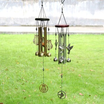 DIY Wind Chimes Υπαίθρια κουκουβάγια Κολίμπρι Κρεμαστό Στολίδι σπιτιού Χάλκινες καμπάνες Διακόσμηση αυλής κήπου