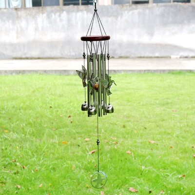 DIY szélcsengő kültéri bagoly kolibri függő dísz otthoni réz harangok kerti udvar dekoráció