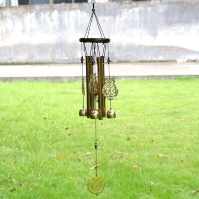 DIY szélcsengő kültéri bagoly kolibri függő dísz otthoni réz harangok kerti udvar dekoráció