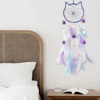 LED Dream Catcher Feather Wind Chimes Ръчно тъкани стенни спални Висящи орнаменти Подаръци за фестивал за рожден ден Декорация на дома Занаяти