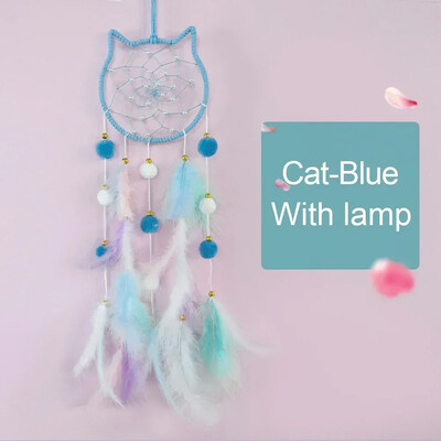 LED svajonių gaudyklė plunksnų vėjo varpeliai Rankomis austi sieniniai miegamojo papuošalai Gimtadienio šventės dovanos namų dekoravimo amatai