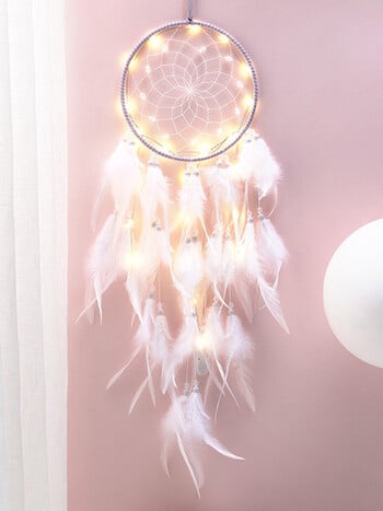 Dream Catcher White Feather Wind Chime Χειροποίητο Κοριτσίστικο Δωμάτιο Υπνοδωμάτιο Κρεμαστά στον τοίχο Διακοσμητικά Δώρο γενεθλίων Φεστιβάλ Διακόσμηση σπιτιού