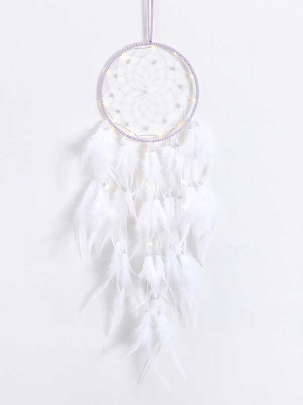 Atrapator de vise Clopoțel de vânt cu pene albe, lucrat manual pentru camera de fete, ornamente pentru agățat pe perete, cadou pentru festivalul de naștere, decorarea casei