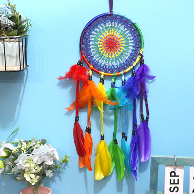 Creative Dream Catcher Wind Chime Ръчно тъкани пера Висящи орнаменти за спалня Коледни подаръци за рожден ден Занаяти за декорация на дома