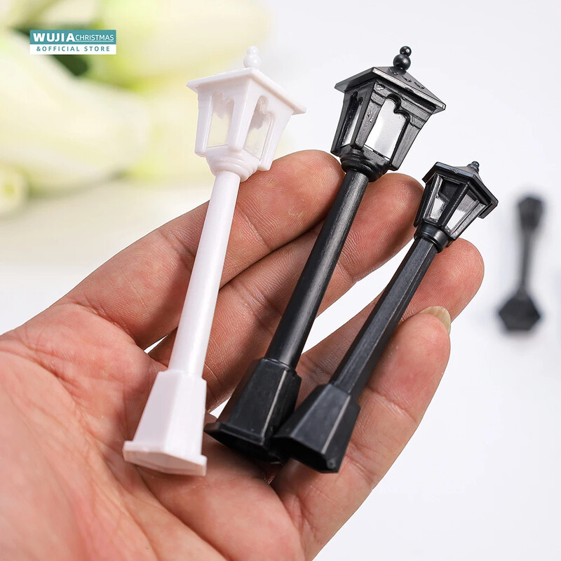 6/12 buc. Modele de lumini stradale în miniatură retro cale ferată lampă pentru casă de păpuși iluminare stradală micro-peisaj accesorii de grădină cu zâne