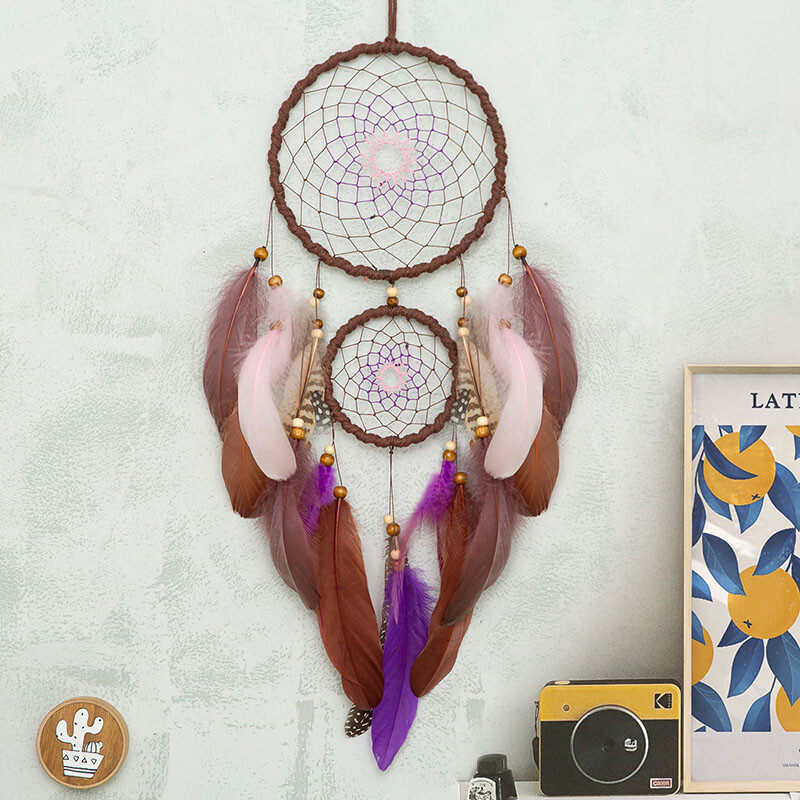 4 culori Vise Pene lucrate manual Clopoței de vânt Pandantive de perete Ornamente de agățat pentru dormitor Cadouri de festival de aniversare Decor pentru acasă