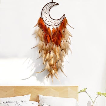 Moon Dream Catcher Πολύχρωμα φτερά Wind Chime Σαλόνι Υπνοδωμάτιο Επιτοίχια Δώρα Φεστιβάλ γενεθλίων Χειροτεχνία διακόσμησης σπιτιού