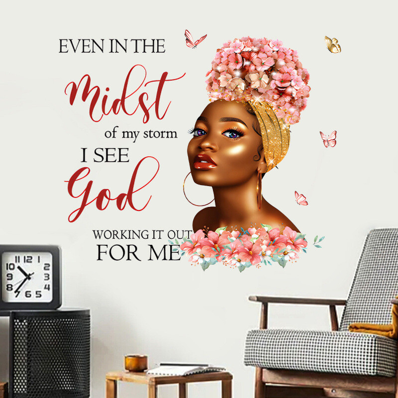 Butterfly Girl Slogan englezesc Autocolante de perete Decorare fereastră de fundal Autocolant autoadeziv Decor estetic pentru cameră