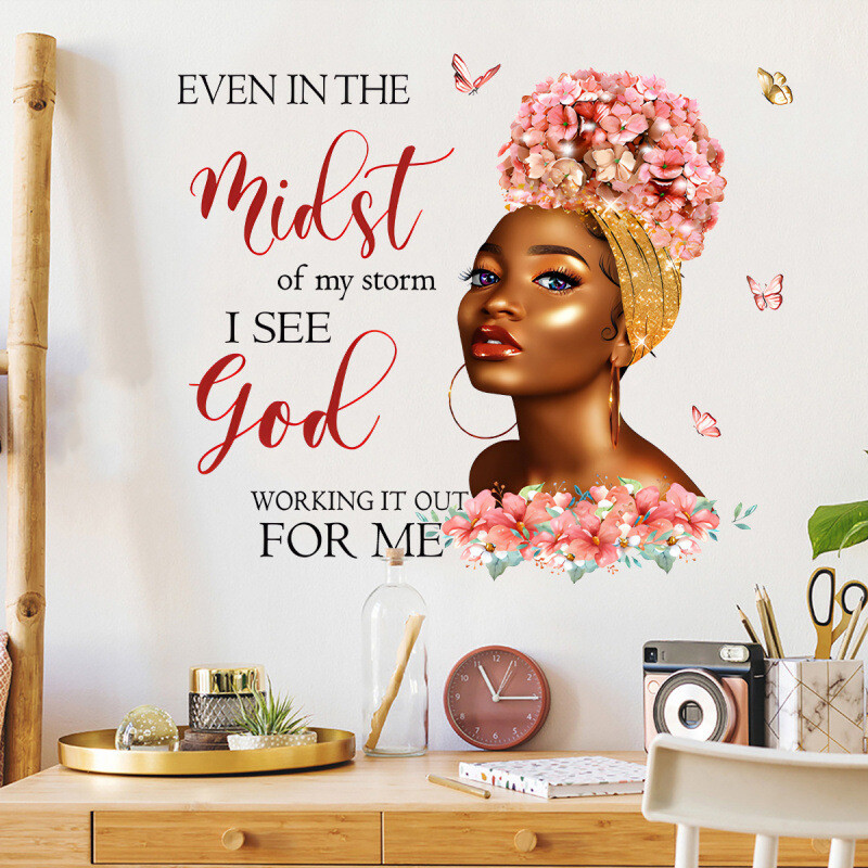 Butterfly Girl Slogan englezesc Autocolante de perete Decorare fereastră de fundal Autocolant autoadeziv Decor estetic pentru cameră