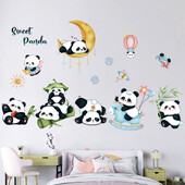 Édes Panda fali matricák gyerekszoba óvodai dekorációs tapéta rajzfilm Panda állatok PVC matrica