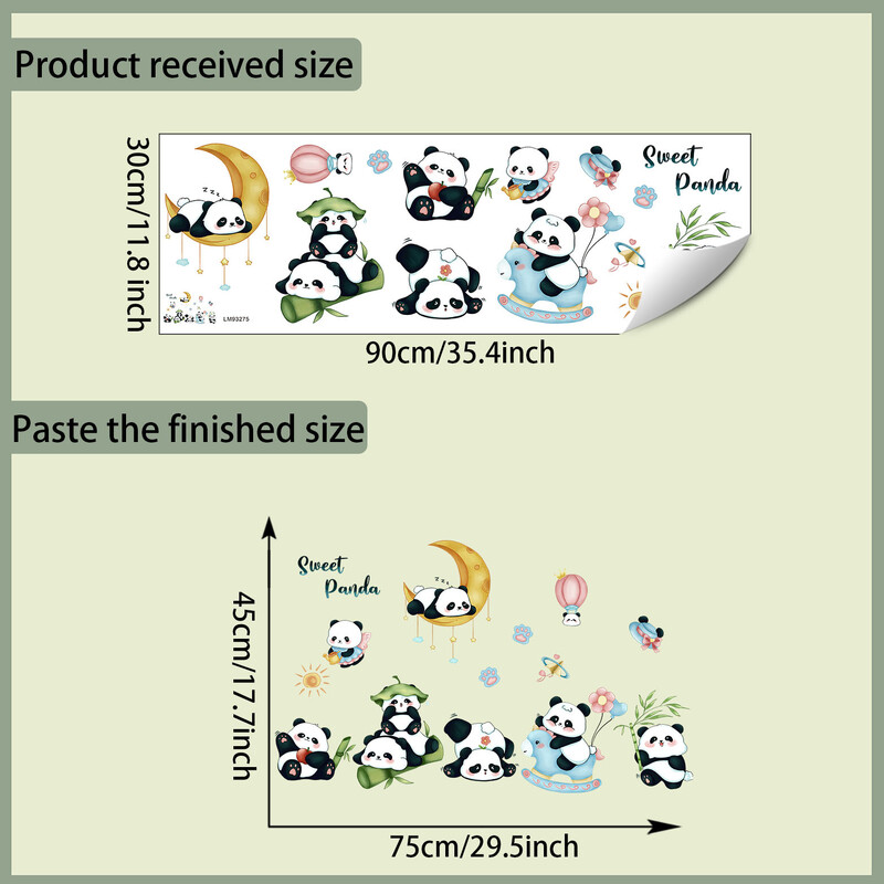 Autocolante de perete cu panda dulce pentru camera copiilor decoratiuni gradinita tapet din desene animate panda animale autocolant din pvc