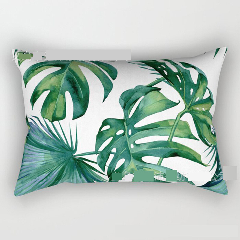 Plante și flori scandinave pernă lombară dreptunghiulară proaspătă, super moale, scurtă, din catifea, suport lombar pentru mașină, canapea, pernă pentru spătar de noapte