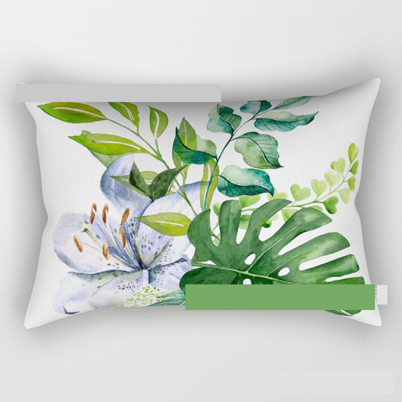 Plante și flori scandinave pernă lombară dreptunghiulară proaspătă, super moale, scurtă, din catifea, suport lombar pentru mașină, canapea, pernă pentru spătar de noapte