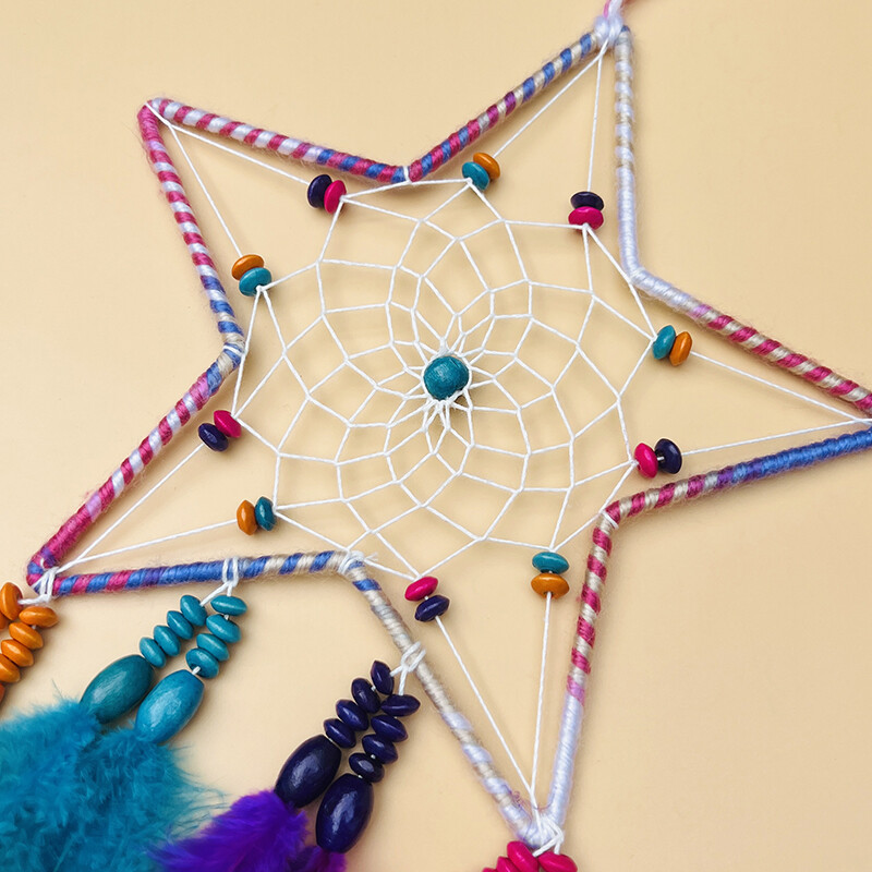 Captorul de vise cu pene colorate lucrat manual, clopoței de vânt, dormitor, sufragerie, ornamente agățate, decorațiuni de perete, pandantiv, cadouri de festival