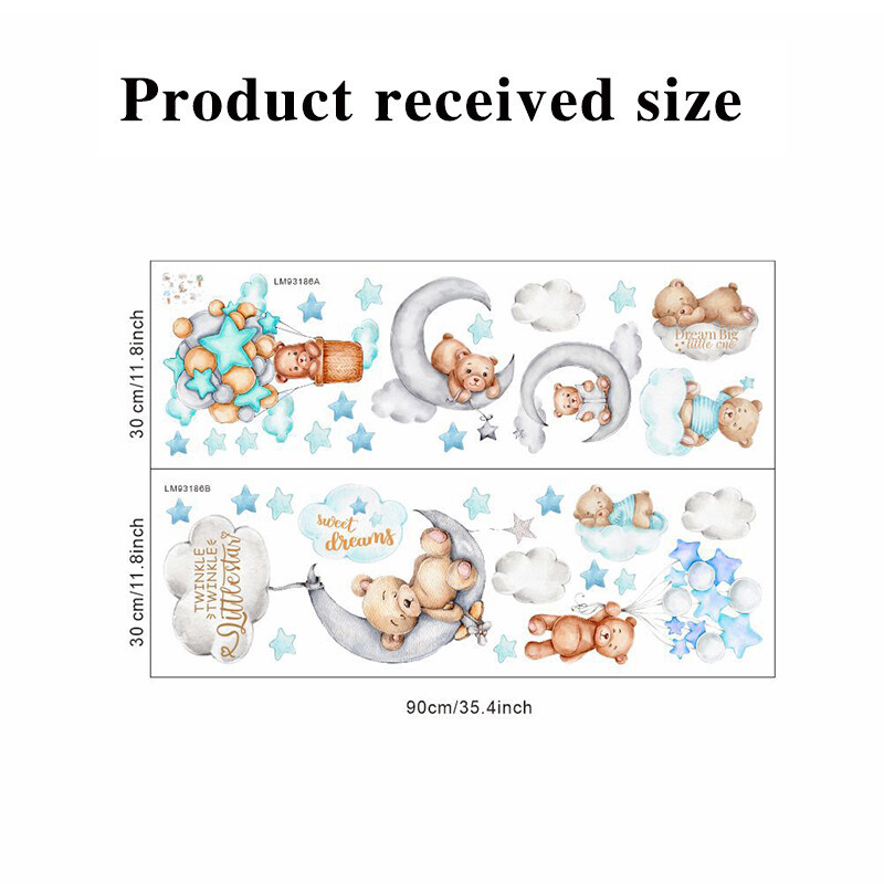 Autocolante de perete nor cu urs de desene animate Animal drăguț Luna Camera copiilor Grădiniță Decorare cameră pentru copii Tapet autoadeziv