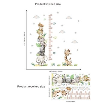 Αυτοκόλλητο τοίχου Ύψος Ελέφαντας Ζέβρα κινουμένων σχεδίων Διακόσμηση Παιδικού Δωματίου Νηπιαγωγείου Μωρό Ζώα Μεζούρα ύψους Χάρακας τοίχου