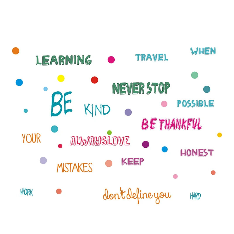 Autocolante de perete inspiraționale pentru grădiniță Decor Cuvinte englezești autoadezive Autocolante de perete motivaționale pentru clasă cu buline