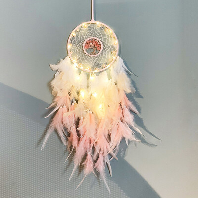Dream Catcher Pink The Tree of Life Healing Crystal Stone kawaii κρεμαστά στολίδια Νηπιαγωγείο Διακόσμηση δωματίου Χριστουγεννιάτικη διακόσμηση Δώρο