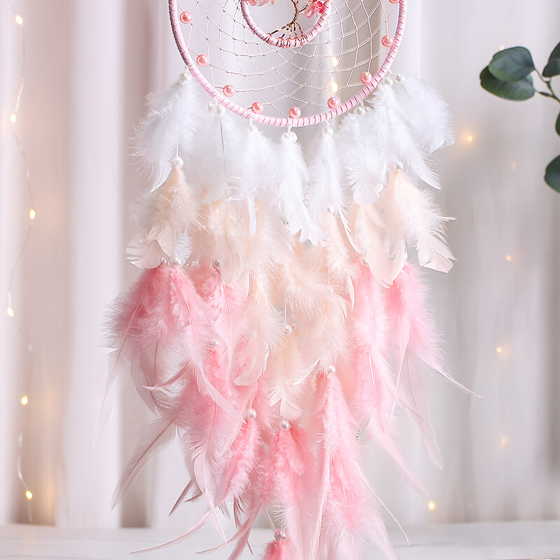 Dream Catcher Pink Arborele Vieții Piatră de Cristal Vindecătoare Ornamente de agățat kawaii Decor camera de pepinieră Decor de Crăciun Cadou