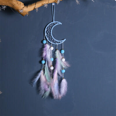 Pompom Ball Cat Dream Catcher Κρεμαστό κόσμημα για κορίτσια Διακόσμηση Κοιτώνα Χειροποίητο πουπουλένιο Ονειροπαγίδα με ελαφρύ στολίδι