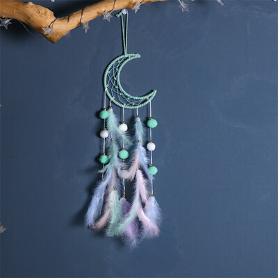 Pompom Ball Cat Dream Catcher Κρεμαστό κόσμημα για κορίτσια Διακόσμηση Κοιτώνα Χειροποίητο πουπουλένιο Ονειροπαγίδα με ελαφρύ στολίδι