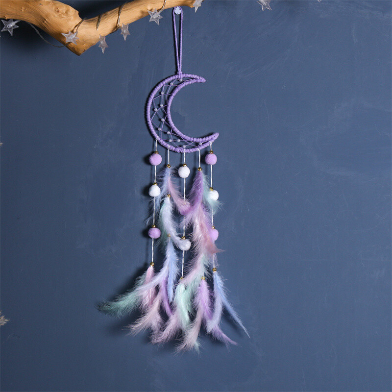 Pompon Ball Cat Catcher Vise Pandantiv Windchime pentru Fete Decor Cameră de Dormitor Artizanat Dantela Pene Dreamcatcher cu Ornament ușor