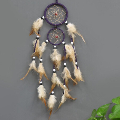 1 PC Indian Dream Catcher με καφέ φτερά - Αξεσουάρ κρεβατοκάμαρας Dream Catcher που κρέμονται στον τοίχο - Wind Chime Dream Catcher
