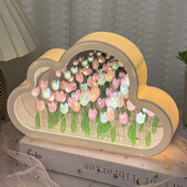 DIY Creative Tulip Flower Cloud Mirror Τρισδιάστατο Μικρό Νυχτερινό Φωτιστικό Πακέτο Δώρο Γενεθλίων